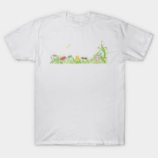 Colorful daisy field in spring time T-Shirt